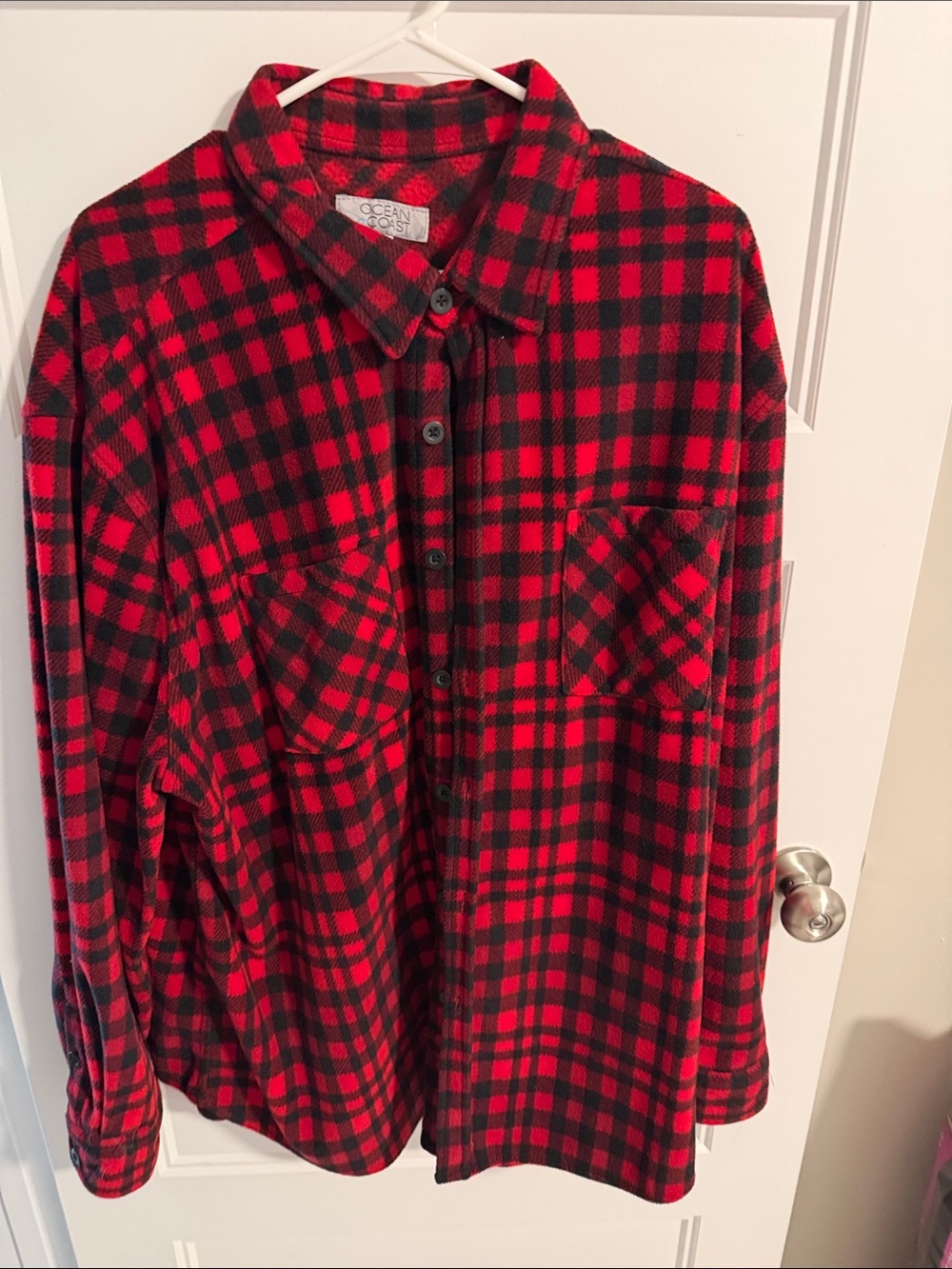 Ocean Quest Red & Black Plaid Button-Down Shirt